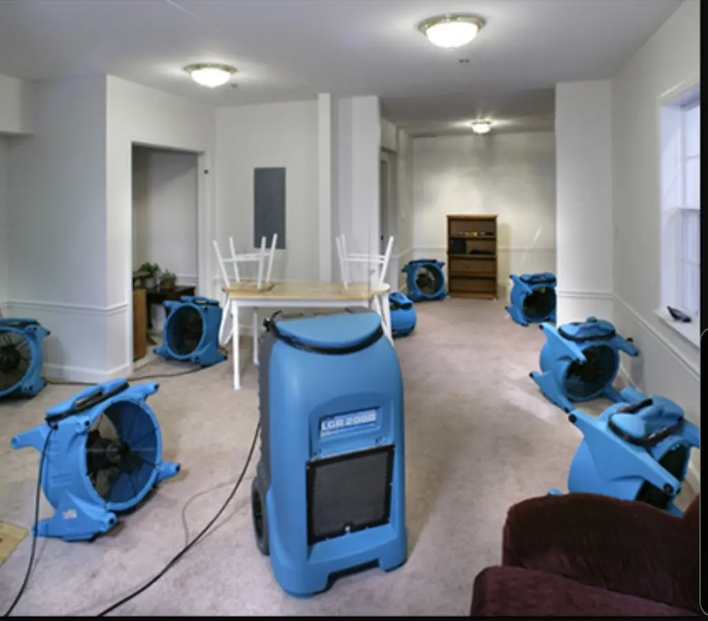 Air movers and dehumidifier setup for Water Extraction & Removal in Spanish Fork